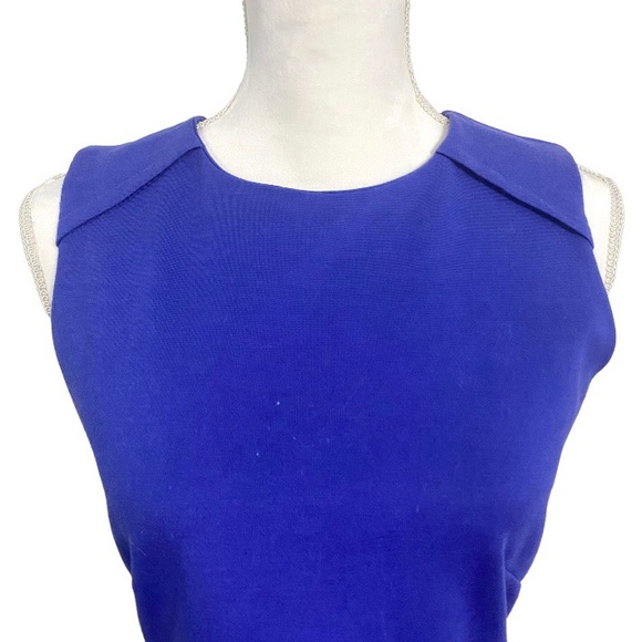 W118 by Walter Baker Blue Indigo Peplum Top Sleeveless Zip Up Back Shirt Small - Picture 7 of 9